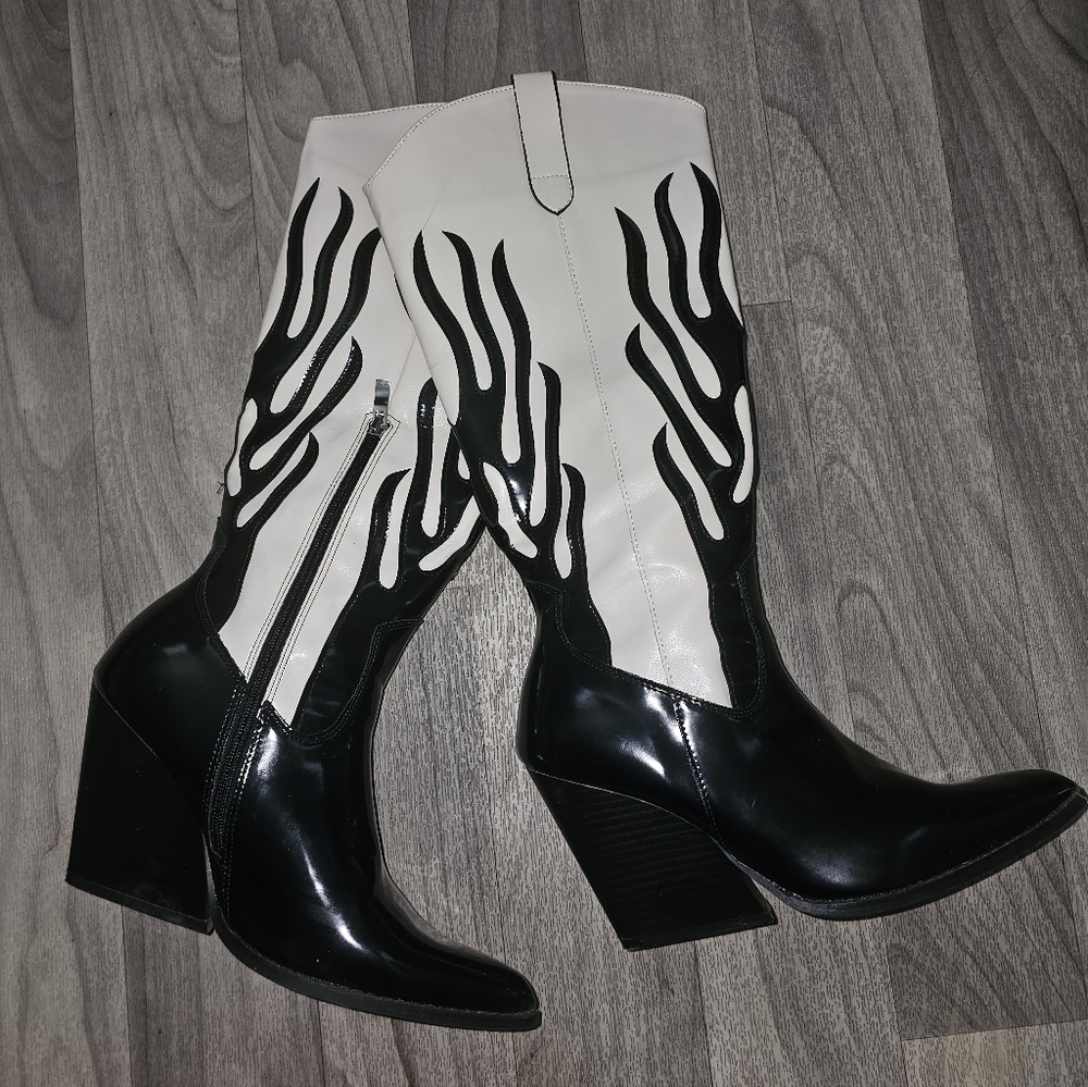 Stylish Black and White Women's Boots